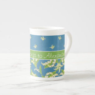 Blaue Maiglöckchen-Blumen Bone China Tasse
