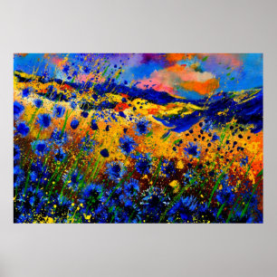 Blaue Maisblumen 0746 Poster