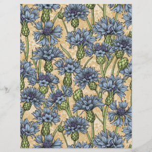 Blaue Maisblumen, wilde Blume auf Honiggelb