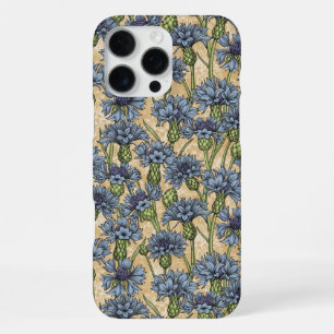 Blaue Maisblumen, wilde Blume auf Honiggelb iPhone 16 Pro Max Hülle