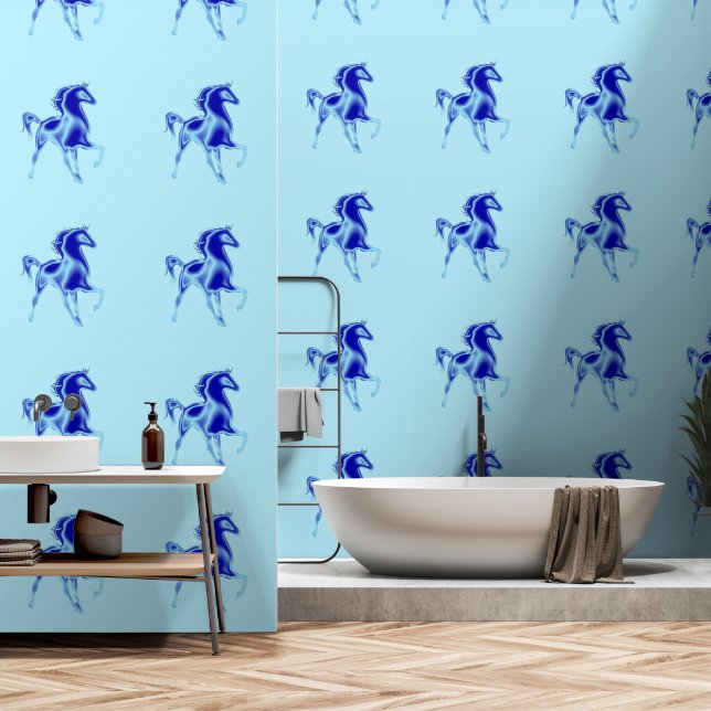 Blaue Malerei Tapete (Badezimmer)