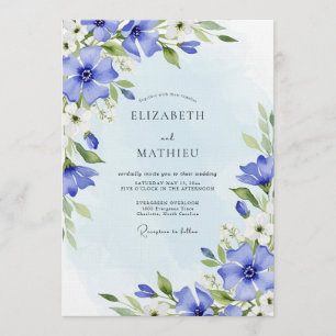 Blaue malerische Blumenhochzeit Whimsy Einladung