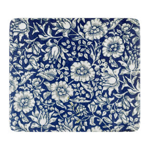Blaue Malve im Vintage-Muster Schneidebrett