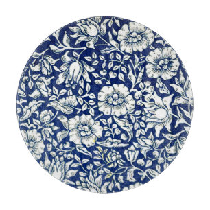 Blaue Malve im Vintage-Muster Schneidebrett