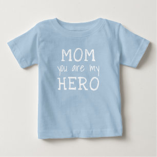 Blaue Mama du bist mein Held Typografie Muttertag Baby T-shirt