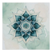 Blaue Mandala-Designs in Teal