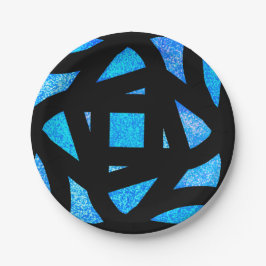Blaue Mandala-Funkeln Pappteller