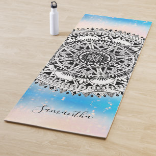 Blaue Mandala Geometric Mustername Yogamatte