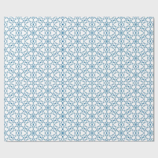 Blaue Mandala-Geometrie Geschenkpapier (Flach)