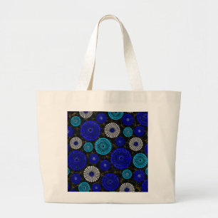 Blaue Mandala-Geometrie-Tasche Jumbo Stoffbeutel