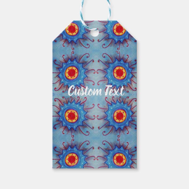 Blaue Mandala-Muster-Geschenkkarte Geschenkanhänger (Vorderseite)