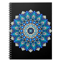 Blaue Mandala-Schürze mit Boho-Blumenmuster  Notizblock