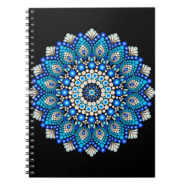 Blaue Mandala-Schürze mit Boho-Blumenmuster  Notizblock (Vorderseite)