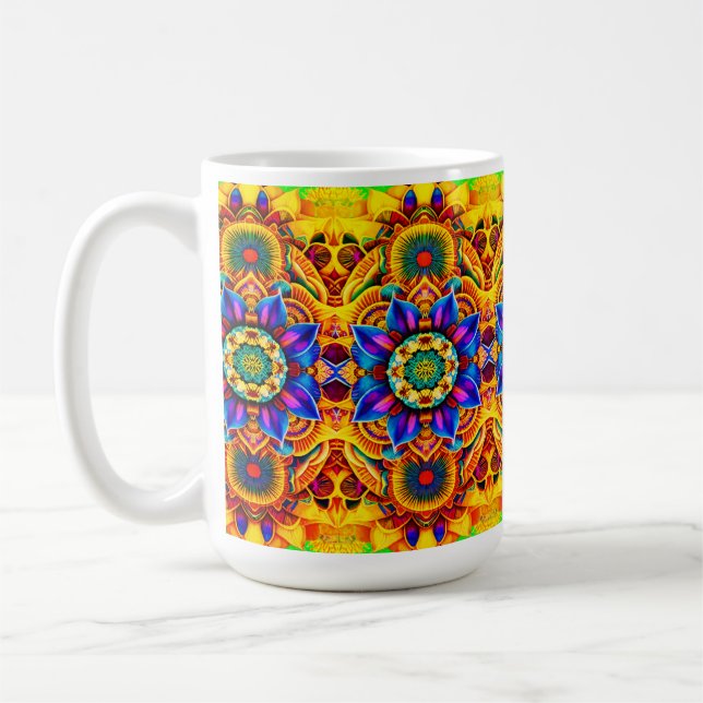 Blaue Mandala-Wasserflasche Kaffeetasse (Links)