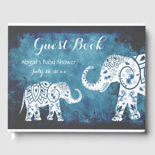 Blaue Mandalase auf der Baby-Dusche von White Elep Gästebuch