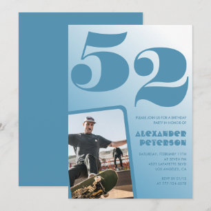 Blaue Männer Foto-Gradient 52. Geburtstagseinladun Einladung