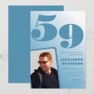 Blaue Männer Foto-Gradient 59. Geburtstagseinladun Einladung
