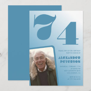 Blaue Männer Foto Gradient 74. Geburtstagseinladun Einladung