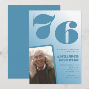 Blaue Männer Foto Gradient 76. Geburtstagseinladun Einladung