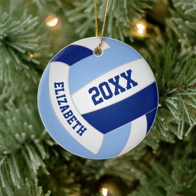 Blaue Mannschaft Sportvolleyball Keramik Ornament (Baum)