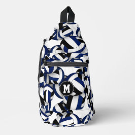 Blaue Mannschaftsfarben - Volleyball mit Monogramm Crossbody Bag