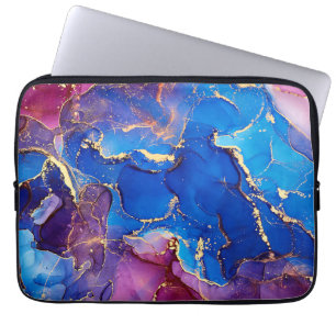 BLAUE MARBLE AGATE SILVER GLITZER GLAM LAPTOPSCHUTZHÜLLE