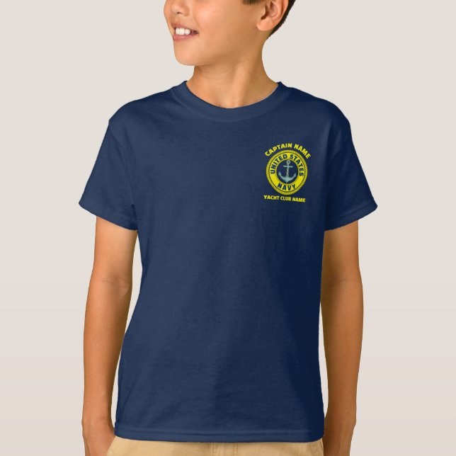 Blaue Marine Anchor nautische Kapitän Sommer T-Shirt (Vorderseite)