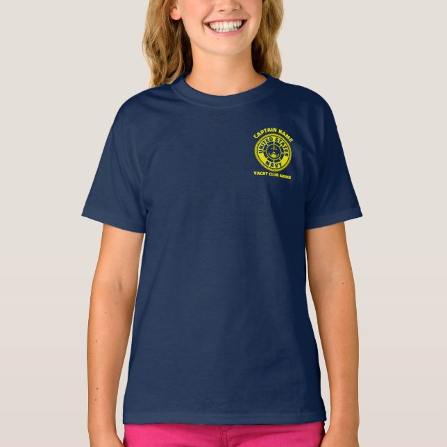 Blaue Marine Anchor nautische Kapitän Sommer T-Shirt (Vorderseite)