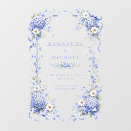 Blaue Marine Blumen Florales Brautpaar Hochzeit Fensteraufkleber