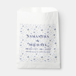 Blaue Marine Blumen Moderne Minimalistische Floral Geschenktütchen
