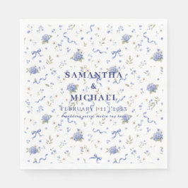 Blaue Marine Blumen Moderne Minimalistische Hochze Serviette