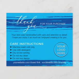 Blaue Marine Danke Waschtipps Pflegehinweis Flyer