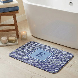 Blaue Marine Geometrisches Chevron Monogramm Badematte