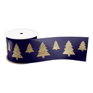 Blaue Marine-goldene Weihnachtsbaum-Feiertage Satinband