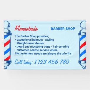 Blaue Marine-Rotstange-Versorgungsdienst Friseursa Banner