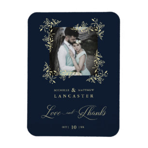 Blaue Marine Sophisticated Flourish Hochzeit Danke Magnet