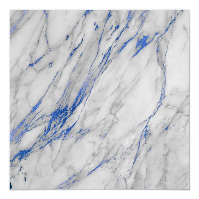 Blaue Marinemorgel Sapphire White Gray Stone Poster (Vorderseite)