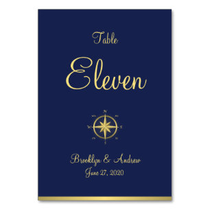 Blaue maritime Hochzeitsplatzkarten Tischkarten Tischnummer
