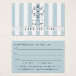 Blaue Markisenstreifen-Geschenkkarte mit Monogramm