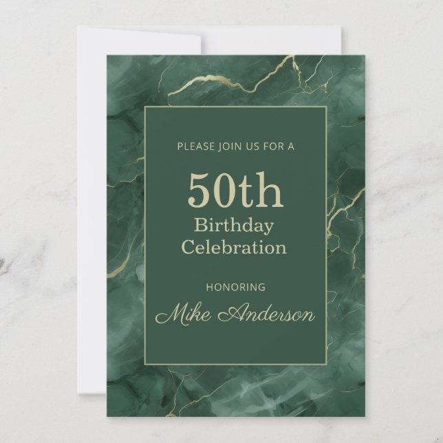 Blaue Marmor 50. Geburtstag Einladung (Vorderseite)
