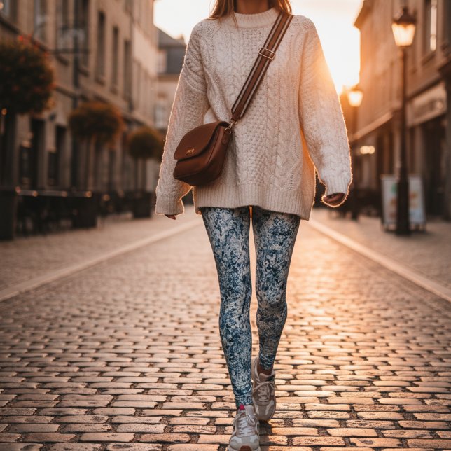 Blaue Marmor-Abstraktion Leggings (Von Creator hochgeladen)