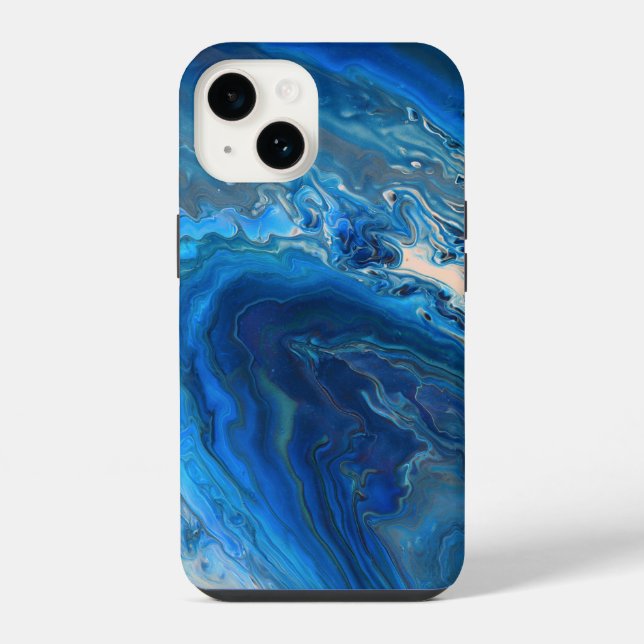 Blaue Marmor-Achat-Textur-Fluid-Art iPhone Hülle (Rückseite)