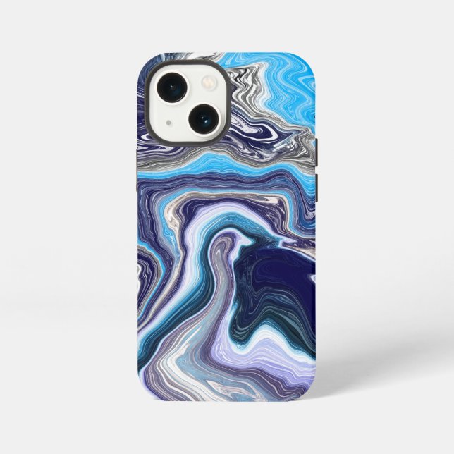 Blaue Marmor Fluid Art  iPhone Hülle (Rückseite)