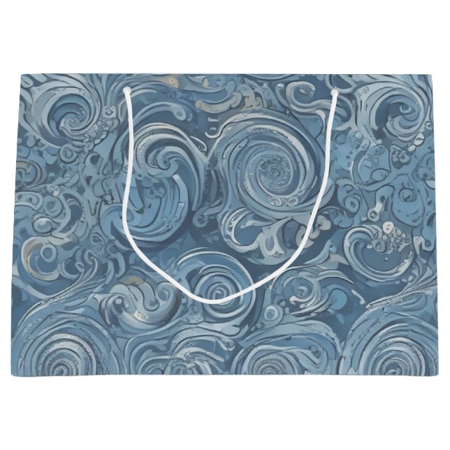 Blaue Marmor-Geschenktasche Große Geschenktüte (Vorderseite)