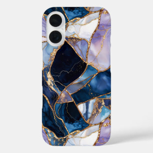 Blaue Marmor-Handyhülle Gold Abstrakt Luxus iPhone 16 Hülle
