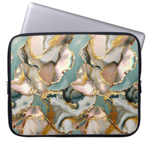 Blaue Marmor-Laptop-Hülle Goldadern-Etui Laptopschutzhülle