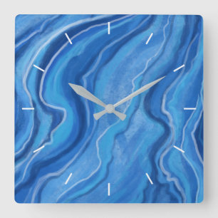 Blaue Marmor-Muster-Wanduhr Quadratische Wanduhr