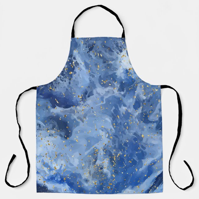 Blaue Marmor- und Goldtextur Schürze (Vorderseite)