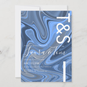 Blaue Marmor-Wirbel-Fettschrift-Typografie  Einladung