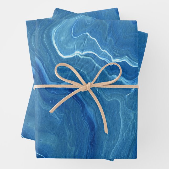 Blaue Marmorabstraktion Geschenkpapier Set (Beispiel)